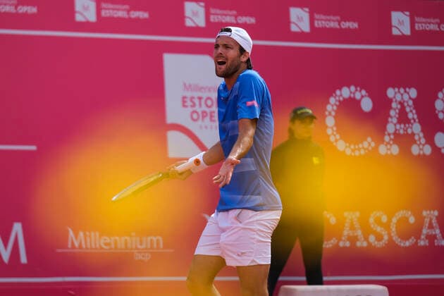 Joao Sousa v Sebastian Baez- Millennium Estoril Open 2022 Joao Sousa of Portugal competes against Sebastian Baez of Argentine during the Millennium Estoril Open ATP, Tennis Herren 250 tennis tournament at Estoril Tennis Club, Estoril, Portugal on April 26, 2022. Lisbon Portugal  Copyright: xNunoxCruzx originalFilename:cruz-joosousa220426_npEFT.jpg