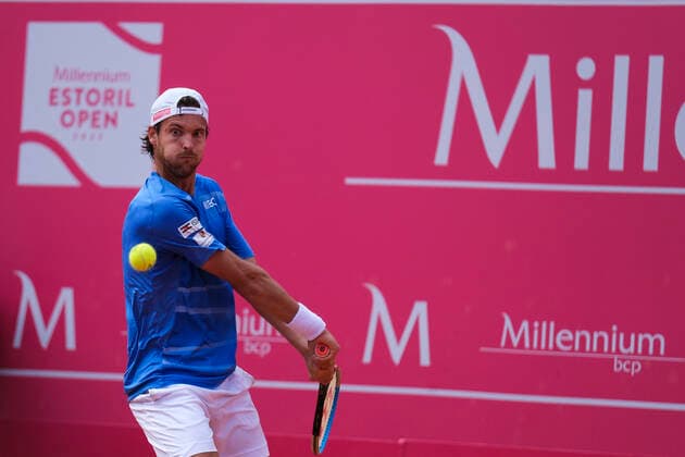 Joao Sousa v Sebastian Baez- Millennium Estoril Open 2022 Joao Sousa of Portugal competes against Sebastian Baez of Argentine during the Millennium Estoril Open ATP, Tennis Herren 250 tennis tournament at Estoril Tennis Club, Estoril, Portugal on April 26, 2022. Lisbon Portugal  Copyright: xNunoxCruzx originalFilename:cruz-joosousa220426_npqPK.jpg