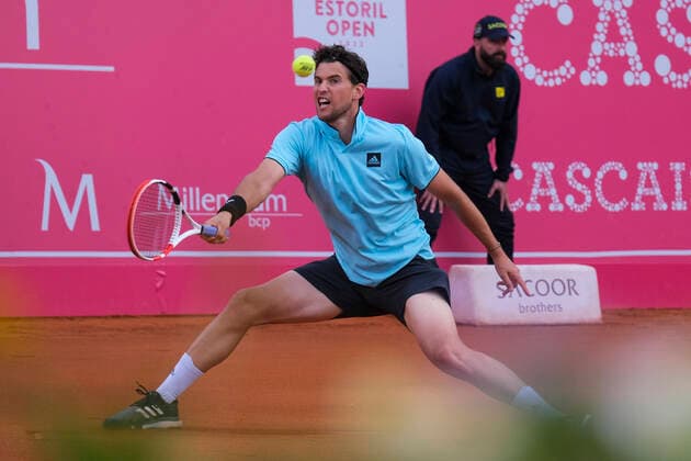 Benjamin Bonzi v Dominic Thiem - Millennium Estoril Open 2022 Benjamin Bonzi of France competes against Dominic Thiem of Austria during the Millennium Estoril Open ATP, Tennis Herren 250 tennis tournament at Estoril Tennis Club, Estoril, Portugal on April 26, 2022. Lisbon Portugal  Copyright: xNunoxCruzx originalFilename:cruz-benjamin220426_nphuk.jpg