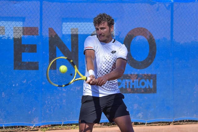 April 26, 2022, Rome, Italy: Alessandro Giannessi (ITA) during the ATP, Tennis Herren Challenger Roma Open tennis tournament round of 32 at Garden Tennis Club on April 26, 2022 in Rome, Italy. Tennis Internationals - ATP Challenger Roma Open tennis tournament, Rome, Italy  - ZUMAl164 20220426_zsa_l164_049 Copyright: xRobertoxBettacchi Sportreporterx