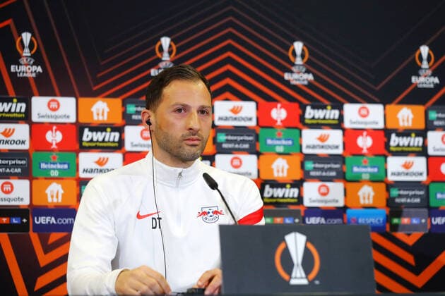 Sport Bilder des Tages RB Leipzig - Pressekonferenz 27.04.2022 Leipzig, 27.04.2022, RBL Trainingszentrum, Fussball, Eropa League , RB Leipzig, Pressekonferenz vor dem EL Spiel gegen Glasgow Rangers , Im Bild: Cheftrainer Domenico Tedesco (RB Leipzig) ,