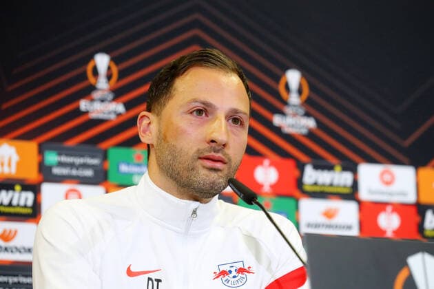 RB Leipzig - Pressekonferenz 27.04.2022 Leipzig, 27.04.2022, RBL Trainingszentrum, Fussball, Eropa League , RB Leipzig, Pressekonferenz vor dem EL Spiel gegen Glasgow Rangers , Im Bild: Cheftrainer Domenico Tedesco (RB Leipzig) ,