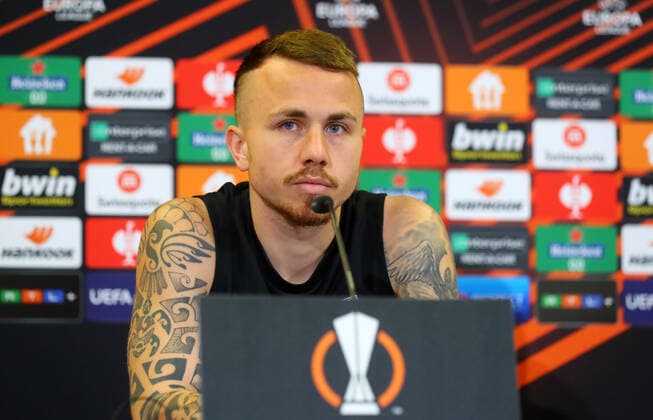 RB Leipzig - Pressekonferenz 27.04.2022 Leipzig, 27.04.2022, RBL Trainingszentrum, Fussball, Eropa League , RB Leipzig, Pressekonferenz vor dem EL Spiel gegen Glasgow Rangers , Im Bild: Angeli–o Angelino (3, RB Leipzig) ,