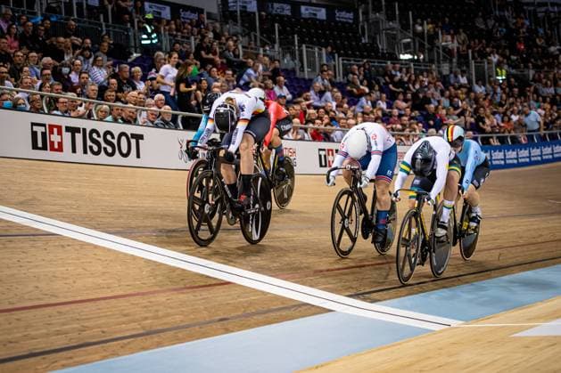 CLONAN Kristina, VAN RIESSEN Laurine, DEGRENDELE Nicky, PROPSTER Alessa-Catriona, FINUCANE Emma: UCI Track Nations Cup Glasgow 2022 CLONAN Kristina ( AUS ) - AUSTRALIA - VAN RIESSEN Laurine ( NED ) - BEAT - DEGRENDELE Nicky ( BEL ) - BELGIUM - CAPEWELL Sophie ( GBR ) - GREAT BRITAIN - PROPSTER Alessa-Catriona ( GER ) - GERMANY - FINUCANE Emma ( WAL ) WALES Final - Place 7-12 - Querformat - quer - horizontal - Landscape - Event Veranstaltung: UCI Track Nations Cup Glasgow 2022 - Category Kategorie: Cycling - Track cycling, Rad, Radsport, Bahnrad, Bahn Track Nations Cup - Elite Women - Location Ort: Europe Great Britain - Scotland - Glasgow - Sir Chris Hoy Arena - Discipline: Keirin - Distance: ... m - Date Datum: 24.04.2022 Sunday Day 4 -
