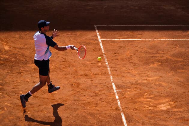 Nuno Borges Vs Frances Tiafoe - Millennium Estoril Open 2022 Nuno Borges from Portugal competes against Frances Tiafoe from United States during the Millennium Estoril Open ATP, Tennis Herren 250 tennis tournament at Estoril Tennis Club, Estoril, Portugal on April 27, 2022. Lisbon Portugal  Copyright: xNunoxCruzx originalFilename:cruz-nunoborg220427_np5Ed.jpg