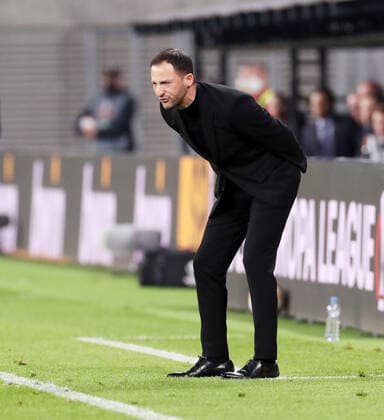 RB Leipzig - Glasgow Rangers 28.04.2022 Leipzig, 28.04.2022, Red Bull Arena, Fussball, UEFA Europa League, Halbfinale Hinspiel, RB Leipzig vs. Rangers FC Glasgow , Im Bild; Trainer Domenico Tedesco, RB Leipzig , UEFA regulations prohibit any use of photographs as image sequences and or quasi-video.