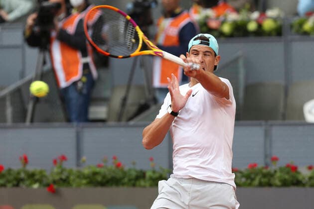 Rafael Nadal beim Training zum Mutua Madrid Open 2022 Tennis Turnier im Sportkomplex Caja Magica. Madrid, 28.04.2022