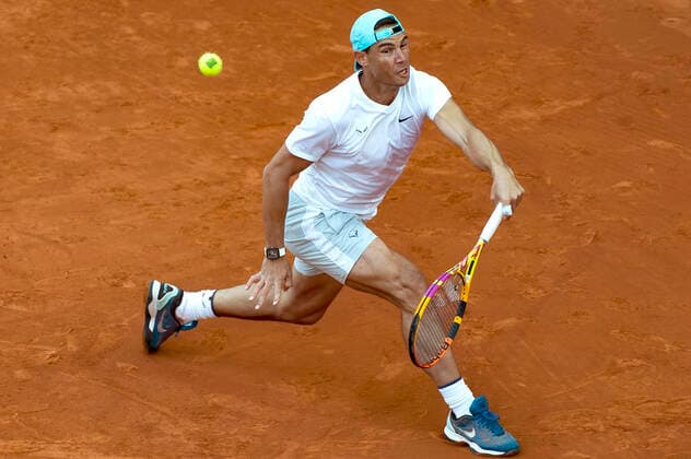 Rafael Nadal beim Training zum Mutua Madrid Open 2022 Tennis Turnier im Sportkomplex Caja Magica. Madrid, 28.04.2022