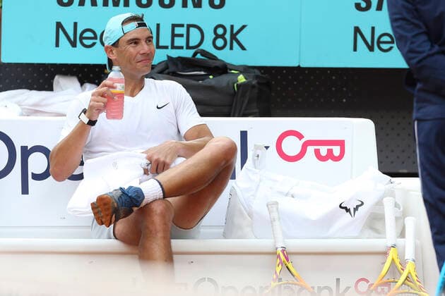 Rafael Nadal beim Training zum Mutua Madrid Open 2022 Tennis Turnier im Sportkomplex Caja Magica. Madrid, 28.04.2022