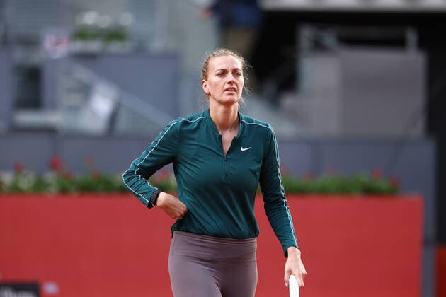 April 29, 2022, MADRID, MADRID, SPAIN: Petra Kvitova of Czech Republic practices during the Mutua Madrid Open 2022 celebrated at La Caja Magica on April 29, 2022, in Madrid, Spain. MADRID SPAIN - ZUMAa181 20220429_zaa_a181_011 Copyright: xOscarxJ.xBarrosox