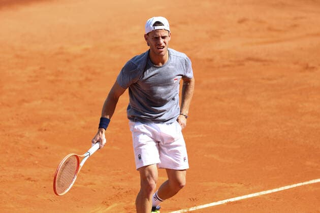 April 29, 2022, MADRID, MADRID, SPAIN: Diego Schwartzman of Argentina practices during the Mutua Madrid Open 2022 celebrated at La Caja Magica on April 29, 2022, in Madrid, Spain. MADRID SPAIN - ZUMAa181 20220429_zaa_a181_039 Copyright: xOscarxJ.xBarrosox