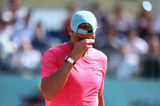 April 29, 2022, MADRID, MADRID, SPAIN: Rafael Nadal of Spain practices during the Mutua Madrid Open 2022 celebrated at La Caja Magica on April 29, 2022, in Madrid, Spain. MADRID SPAIN - ZUMAa181 20220429_zaa_a181_046 Copyright: xOscarxJ.xBarrosox