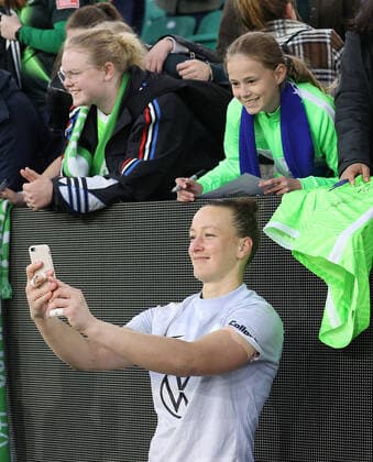 Selfie Almuth Schult (VfL Wolfsburg) DFL REGULATIONS PROHIBIT ANY USE OF PHOTOGRAPHS AS IMAGE SEQUENCES AND OR QUASI-VIDEO.