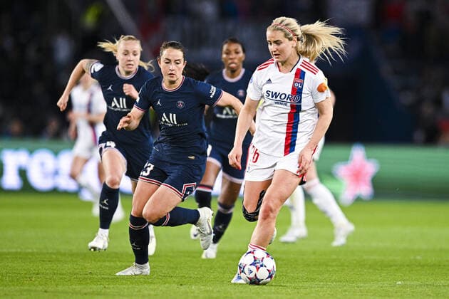 Lindsey Horan (OL) FOOTBALL : PSG vs OL feminines - 1 2 finale retour League des Champions - 30 04 2022 JBAutissier Panoramic 