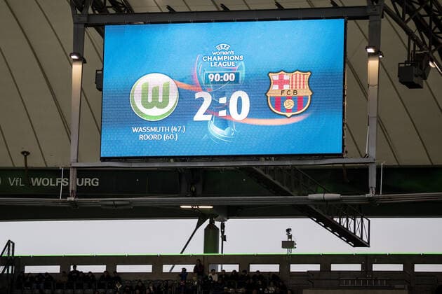 UEFA WOMEN’S CHAMPIONS LEAGUE Halbfinale, VfL Wolfsburg - FC Barcelona, Barca 30.04.2022 Endstand in Wolfsburg: 2:0 UEFA WOMEN’S CHAMPIONS LEAGUE Halbfinale, VfL Wolfsburg - FC Barcelona, Wolfsburg, Volkswagen Arena Copyright: xBEAUTIFULxSPORTS Wunderlx