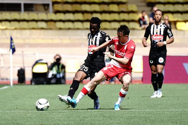 Abdoulaye Bamba (Sco Angers) - Aleksandr Golovin (AS Monaco) FOOTBALL : AS Monaco vs Angers - Ligue 1 Uber Eats - Monaco - 01 05 2022 NorbertScanella Panoramic 