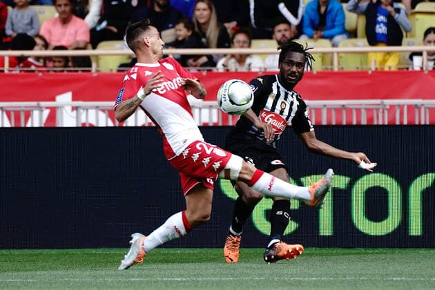 Souleyman Doumbia (Sco Angers) - Ruben Aguilar (AS Monaco) FOOTBALL : AS Monaco vs Angers - Ligue 1 Uber Eats - Monaco - 01 05 2022 NorbertScanella Panoramic 