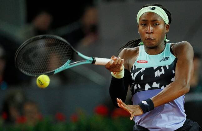 Mandatory Credit: Photo by Ella Ling Shutterstock (12915014bk) Coco Gauff of USA in action Mutua Madrid Open, Tennis, La Caja Magica, Madrid, Spain - 02 May 2022 Mutua Madrid Open, Tennis, La Caja Magica, Madrid, Spain - 02 May 2022  Copyright: xEllaxLing Shutterstockx 12915014bk