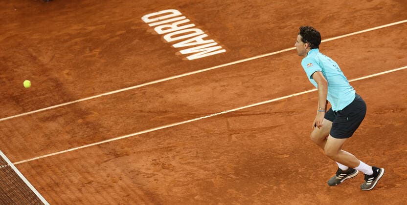 May 2, 2022, MADRID, MADRID, SPAIN: Dominic Thiem of Austria in action against Andy Murray of Great Britain during the Mutua Madrid Open 2022 celebrated at La Caja Magica on May 02, 2022, in Madrid, Spain. MADRID SPAIN - ZUMAa181 20220502_zaa_a181_232 Copyright: xOscarxJ.xBarrosox