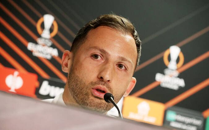 RB Leipzig - Training 04.05.2022 Glasgow, 04.05.2022, Ibrox Stadium, Fussball, UEFA Europa League, Matchday-1, Pressekonferenz RB Leipzig vor dem Halbfinale , Rangers FC Glasgow vs. RB Leipzig , Im Bild; Trainer Domenico Tedesco, RB Leipzig , UEFA regulations prohibit any use of photographs as image sequences and or quasi-video.
