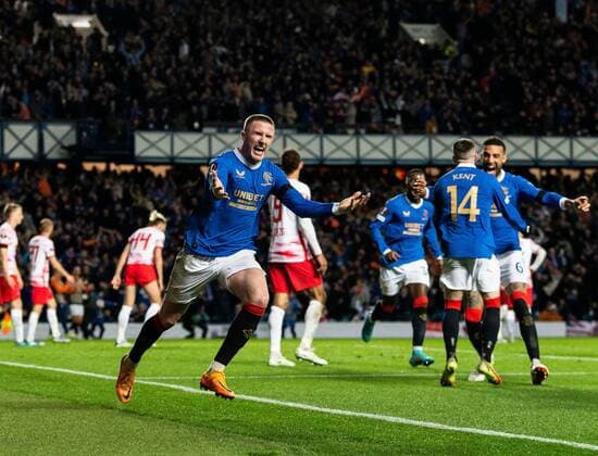 Mandatory Credit: Photo by Luke Nickerson Rangers FC Shutterstock (12926015ab) Rangers Midfielder John Lundstram celebrates scoring his sides third goal Rangers v RB Leipzig, UEFA Europa League, Semi Final, Second Leg, Football, Ibrox Stadium, Glasgow, UK - 05 May 2022 EDITORIAL USE ONLY No use with unauthorised audio, video, data, fixture lists, club league logos or live services. Online in-match use limited to 120 images, no video emulation. No use in betting, games or single club league player publications. Rangers v RB Leipzig, UEFA Europa League, Semi Final, Second Leg, Football, Ibrox Stadium, Glasgow, UK - 05 May 2022 EDITORIAL USE ONLY No use with unauthorised audio, video, data, fixture lists, club league logos or live services. Online in-match use limited to 120 images, no video emulation. No use in betting, games or single club league player publications. Copyright: xLukexNickerson RangersxFC Shutterstockx 12926015ab