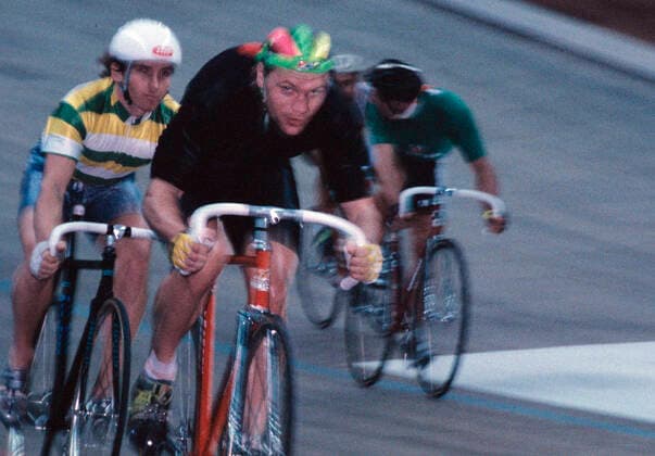 Six-day international professional cycling race 6738731 01.12.1991 A six-day international professional cycling race at Krylatskoye cycling track. Merited Master of of the USSR Marat Ganeyev during a race. Vladimir Vyatkin Russia  Copyright: xVladimirxVyatkinx