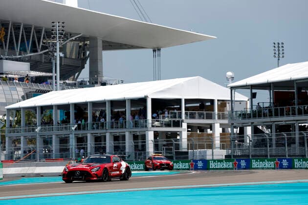 F1 Safety Car, Mercedes-AMG GT Black Series, F1 Grand Prix of Miami at Miami International Autodrome on May 6, 2022 in Miami, United States of America. (Photo by HOCH ZWEI) Miami United States of America