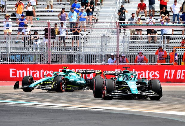 FORMULA 1 CRYPTO.COM MIAMI GRAND PRIX 06.05.2022, Miami International Autodrome, Miami, FORMULA 1 CRYPTO.COM MIAMI GRAND PRIX ,im Bild Lance Stroll (CAN), Aston Martin Aramco Cognizant Formula One Team, Sebastian Vettel (DEU), Aston Martin Aramco Cognizant Formula One Team