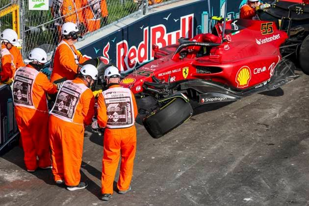 Sport Bilder des Tages Damaged car of 55 Carlos Sainz (ESP, Scuderia Ferrari), F1 Grand Prix of Miami at Miami International Autodrome on May 6, 2022 in Miami, United States of America. (Photo by HOCH ZWEI) Miami United States of America
