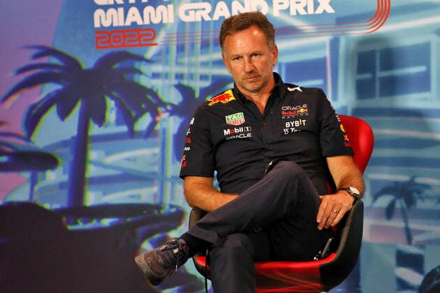 HORNER Christian (gbr), Team Principal of Red Bull Racing, portrait in the FIA press conference, PK, Pressekonferenz during the Formula 1 Crypto.com Miami Grand Prix 2022, 5th round of the 2022 FIA Formula One World Championship, WM, Weltmeisterschaft on the Miami International Autodrome, from May 6 to 8, 2022 in Miami Gardens, Florida, United States of America - F1 - MIAMI GRAND PRIX 2022 DPPI Panoramic B40X8957