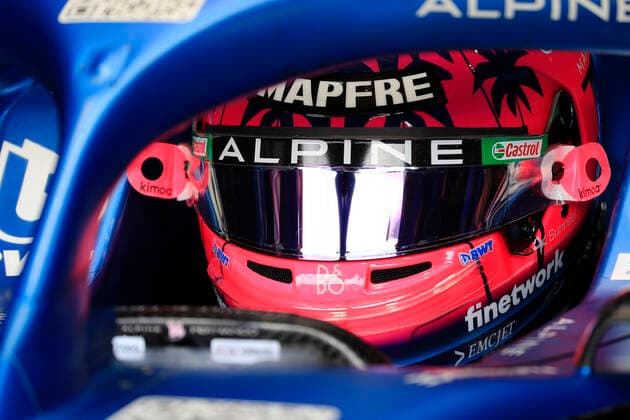 MIAMI GARDENS, FL - MAY 07: BWT Alpine driver Fernando Alonzo (14) of Spain during 3rd practice for the Crypto.com Miami Grand Prix on May 7, 2022 at the Miami International Autodrome in Miami Gardens, Florida. (Photo by David J. Griffin Icon Sportswire) AUTO: MAY 07 F1 Crypto.com Miami Grand Prix Icon95322050705391