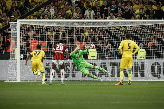 But sur penalty de Ludovic Blas (Nantes) FOOTBALL : Finale de la Coupe de France - OGC Nice vs FC Nantes - 07 05 2022 AurelienMorissard Panoramic 