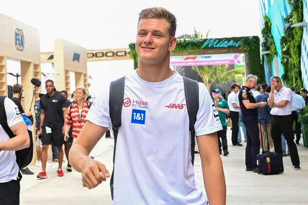 8th May 2022; Miami, Florida, USA; Haas driver Mick Schumacher smiles as he arrives in the paddock prior to the start of the Formula 1 CRYPTO.COM Miami Grand Prix on May 8, 2022 at Miami International Autodrome in Miami Gardens  ActionPlus12388097 DougxMurray Content restricted for UK based newspaper