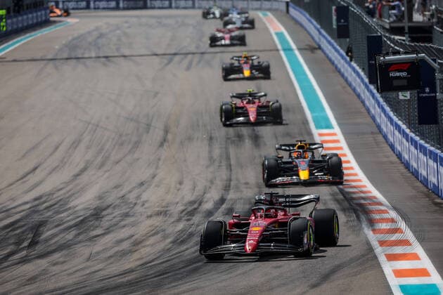 16 LECLERC Charles (mco), Scuderia Ferrari F1-75, action during the Formula 1 Crypto.com Miami Grand Prix 2022, 5th round of the 2022 FIA Formula One World Championship, WM, Weltmeisterschaft on the Miami International Autodrome, from May 6 to 8, 2022 in Miami Gardens, Florida, United States of America - F1 - MIAMI GRAND PRIX 2022 - RACE DPPI Panoramic  GOOD0406