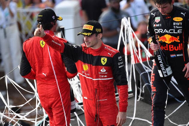 FORMULA 1 CRYPTO.COM MIAMI GRAND PRIX 08.05.2022, Miami International Autodrome, Miami, FORMULA 1 CRYPTO.COM MIAMI GRAND PRIX ,im Bild Podium: Sieger Max Verstappen (NEL), Oracle Red Bull Racing, 2.Platz für Charles Leclerc (MCO), Scuderia Ferrari, 3.Platz für Carlos Sainz Jr. (ESP), Scuderia Ferrari