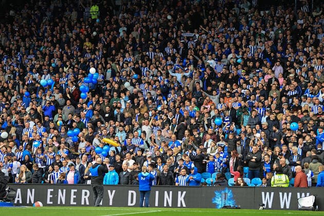 Sky Bet League 1 Playoff semi-final second leg Sheffield Wednesday v Sunderland Sheffield Wednesday fans sing away Sheffield Hillsborough South Yorkshire United Kingdom Copyright: xMarkxCosgrove NewsxImagesx