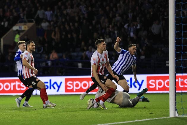 Sky Bet League 1 Playoff semi-final second leg Sheffield Wednesday v Sunderland Lee Gregory 9 of Sheffield Wednesday scores to make it 1-0 Sheffield Hillsborough South Yorkshire United Kingdom Copyright: xMarkxCosgrove NewsxImagesx