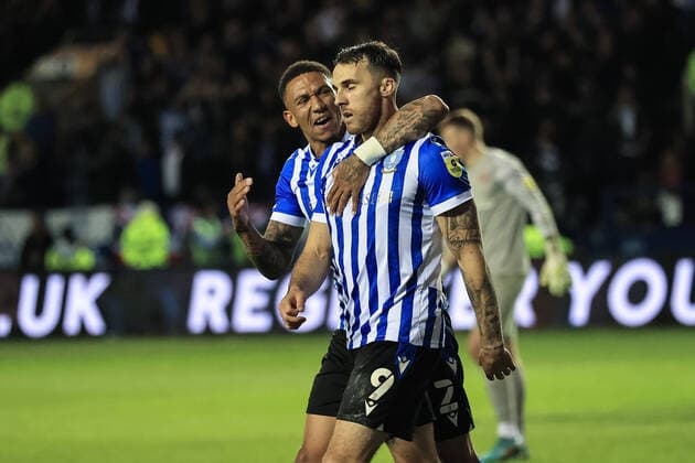 Sky Bet League 1 Playoff semi-final second leg Sheffield Wednesday v Sunderland Lee Gregory 9 of Sheffield Wednesday celebrates his goal to make it 1-0 Sheffield Hillsborough South Yorkshire United Kingdom Copyright: xMarkxCosgrove NewsxImagesx