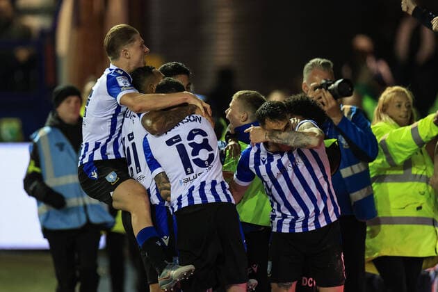 Sky Bet League 1 Playoff semi-final second leg Sheffield Wednesday v Sunderland Lee Gregory 9 of Sheffield Wednesday celebrates his goal to make it 1-0 Sheffield Hillsborough South Yorkshire United Kingdom Copyright: xMarkxCosgrove NewsxImagesx