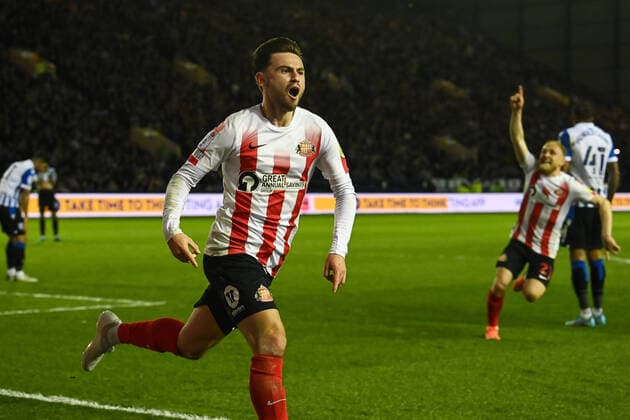 Sky Bet League 1 1 Playoff semi-final second leg Sheffield Wednesday v Sunderland Patrick Roberts 77 of Sunderland celebrates his goal to make it 1-1 Copyright: xCraigxThomas NewsxImagesx