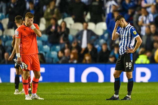 Sky Bet League 1 1 Playoff semi-final second leg Sheffield Wednesday v Sunderland Jordan Storey 38 of Sheffield Wednesday is dejected after his sides defeat Copyright: xCraigxThomas NewsxImagesx