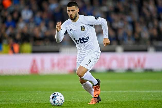BRUGGE, BELGIUM - MAY 11 : Undav Deniz forward of Union St-Gilloise in action during the Jupiler Pro League Champions Play-Off match between Club Brugge and Royale Union Saint-Gilloise at the Jan Breydel stadium on May 11, 2022 in Brugge, Belgium, 11 05 2022 ( Club Brugge v Union Saint-Gilloise : Jupiler Pro League Champions Play-Off PhotoNews Panoramic 