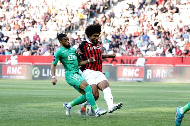 Arnaud Nordin (AS Saint Etienne) - Dante (OGC Nice) FOOTBALL : OGC Nice vs AS Saint Etienne - Ligue 1 Uber Eats - Nice - 11 05 2022 NorbertScanella Panoramic 