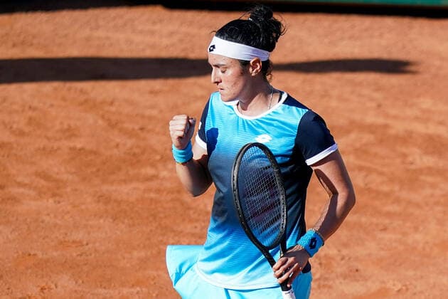 Ons Jabeur celebrates during the Internazionali BNL D Italia match between Maria Sakkari and Ons Jabeur on 13 May 2022 at Foro Italico, Rome. Photo by Giuseppe Maffia. Rome Foro Italico Rome Italy Copyright: xGiuseppexMaffiax SP24-325-240