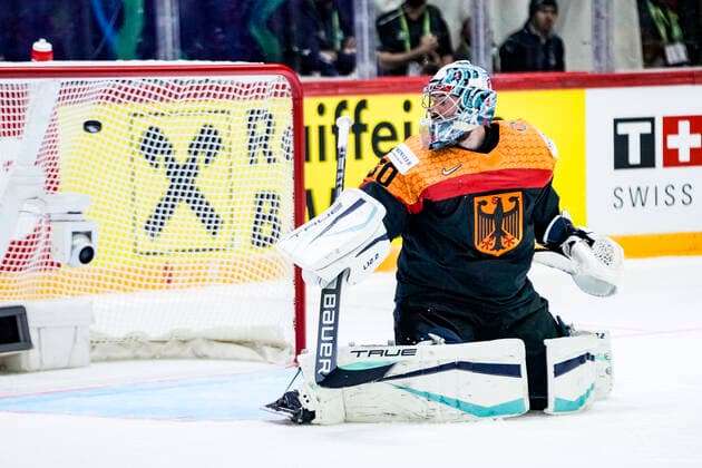 HELSINKI, FINLAND - MAY 13: goalkeeper Philipp Grubauer of Germany in action during the 2022 IIHF Ice hockey, Eishockey World Championship, WM, Weltmeisterschaft match between Germany and Canada at Helsinki Ice Hall on May 13, 2022 in Helsinki, Finland. Helsinki Helsinki Ice Hall Uusimaa Finland Copyright: xJustPictures.ch JarixPestelaccix