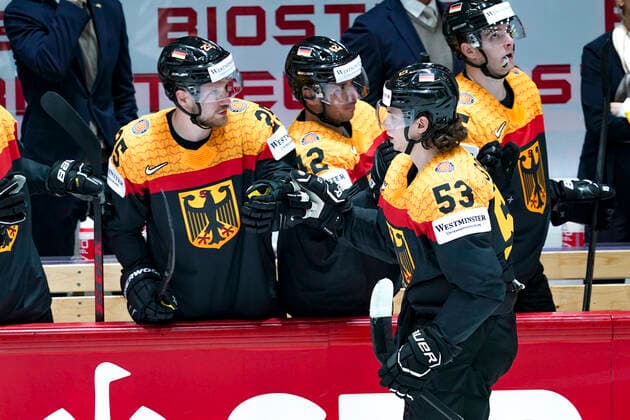HELSINKI, FINLAND - MAY 13: Moritz Seider of Germany celebrates his goal during the 2022 IIHF Ice hockey, Eishockey World Championship, WM, Weltmeisterschaft match between Germany and Canada at Helsinki Ice Hall on May 13, 2022 in Helsinki, Finland. Helsinki Helsinki Ice Hall Uusimaa Finland Copyright: xJustPictures.ch JarixPestelaccix