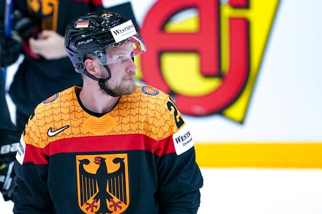 HELSINKI, FINLAND - MAY 13: Daniel Schmolz of Germany during the 2022 IIHF Ice hockey, Eishockey World Championship, WM, Weltmeisterschaft match between Germany and Canada at Helsinki Ice Hall on May 13, 2022 in Helsinki, Finland. Helsinki Helsinki Ice Hall Uusimaa Finland Copyright: xJustPictures.ch JarixPestelaccix