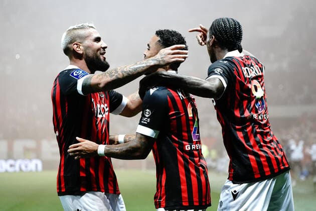Joie - Justin Kluivert (OGC Nice) - Pablo Rosario (OGC Nice) - Andy Delort (OGC Nice) FOOTBALL : OGC Nice vs Lille - Ligue 1 Uber Eats - Nice - 14 05 2022 NorbertScanella Panoramic 