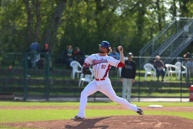 Baseballl I Herren I Saison 2021 22 I 1.Bundesliga Nord I 11 Spieltag I Hamburg Stealers - Bonn Capitals I 14.05.2022 Mirko Oliczewski (57, Hamburg Stealers) Hamburg Baseballanlage Langenhorst Hamburg Deutschland