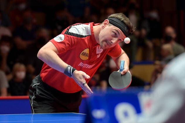Sport Themen der Woche KW19 Sport Bilder des Tages TTBL Play Off Rückspiel Borussia Düsseldorf - TTC RhönSprudel Fulda-Maberzell am 15.05.2022 im ARAG CenterCourt in Düsseldorf Timo Boll ( Düsseldorf ) *** TTBL Play Off second leg Borussia Düsseldorf TTC RhönSprudel Fulda Maberzell on 15 05 2022 at ARAG CenterCourt in Düsseldorf Timo Boll Düsseldorf xJFx